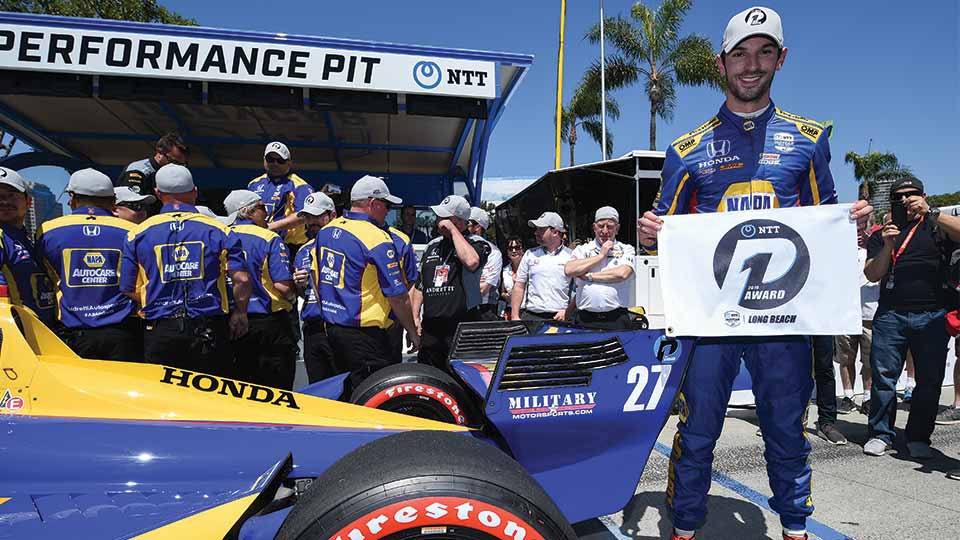 Alexander Rossi on the pole in long beach
