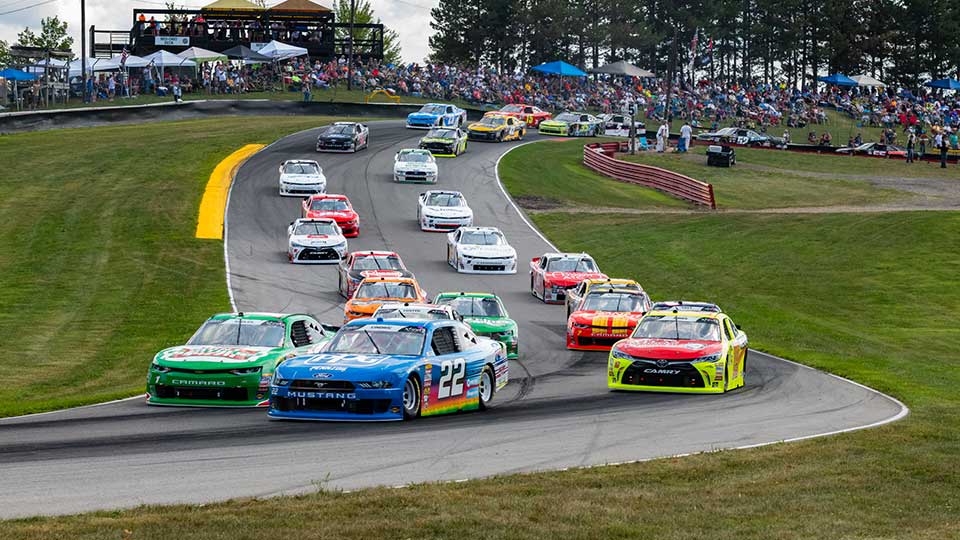 NASCAR Xfinity cars on track at Mid-Ohio Sports Car Course
